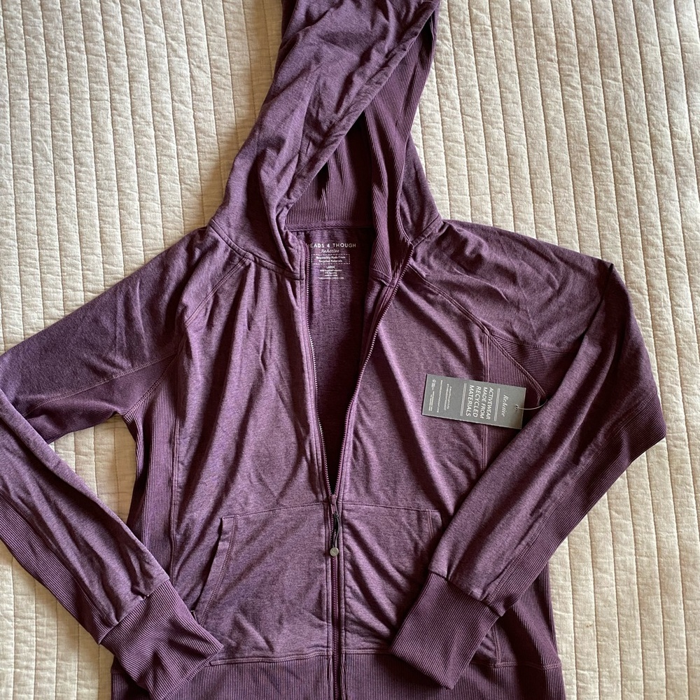 Threads 4 Thought Reactive Zip Hoodie, Heathered Purple, New!